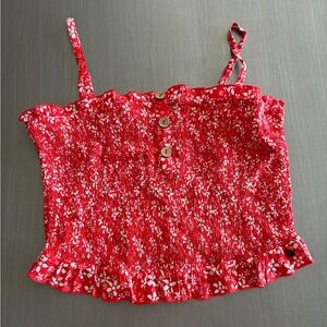 Roxy Secret Sister Smocked Camisole in Poppy Red